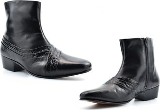 Generic Mens Cuban Heel Boots Real Leather Boots Cuban Heel Ankle Boots Mens Leather Boots Mens Ankle Boots Mens Cuban Heels Mens Boots Genuine Leather Black 