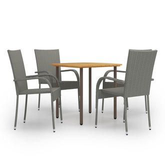 vidaXL Set De Muebles De Comedor De Jard&iacute;n 5 Piezas Rat&aacute;n Pe Gris Vidaxl