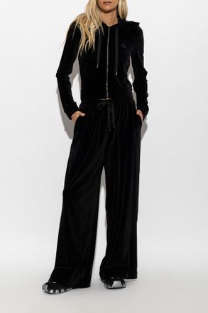 Dolce & Gabbana Velvet Hoodie, Womens, Black