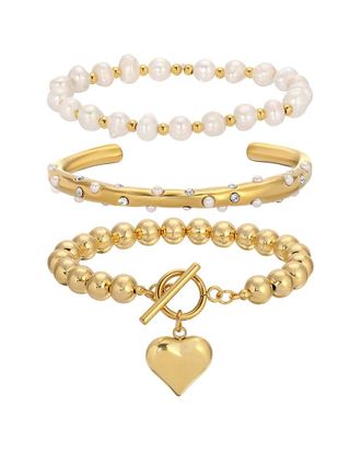 Eyecandy LA Eye Candy La Glass Pearl Stack Toggle Bracelet