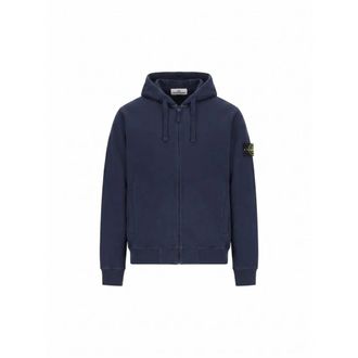 Stone Island Full Zip Hooded Sweatshirt - Heren - Vesten met rits - Blauw - XL - Katoen - Hoodies & sweatvesten