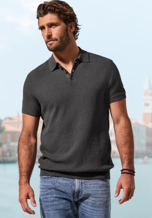 John Devin Poloshirt JOHN DEVIN - Strick Poloshirt, Regular fit, Herren, Gr. XXL, anthrazit, Strick, Obermaterial: 100% Baumwolle, regular fit normal, Rundhals, 
