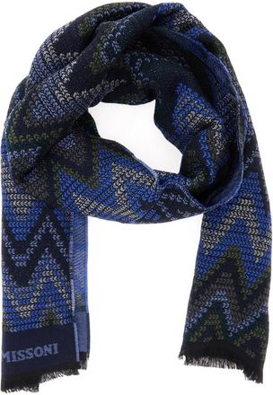 Missoni Mens Scarf Wool Blue Scarfs