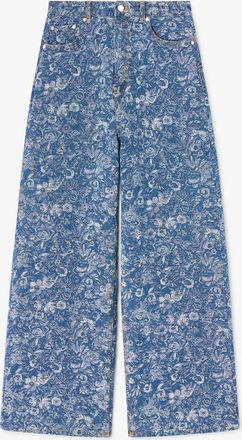 Ganni Blue Baggy Jeans in Tapestry Denim - Size 24 Organic Cotton