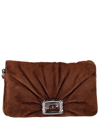 Roger Vivier Brown Suede Viv Choc Large Bag (Authentic Pre-Loved)
