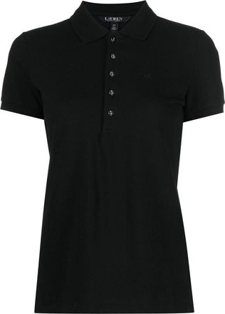 Lauren Ralph Lauren embroidered logo polo shirt - women - Spandex/Elastane/Cotton - M - Black