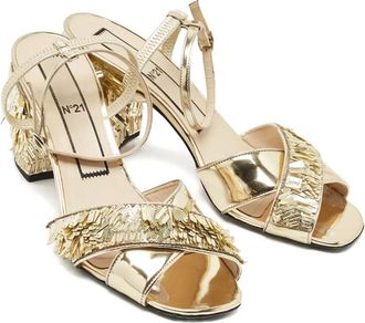 N&deg;21 Sandali con tacco e cinturino alla caviglia - Oro