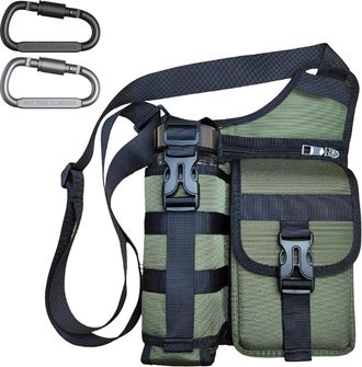 Generic Shoulder Bags with Water Bottle Holder, Anti-Theft Multi Compartment Sling Backpack Hiking Sling Messenger, Outdoor Crossbody for Camping, Fishing, Cl