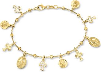 Ross-Simons Italian 18kt Gold Over Sterling Religious Charm Bracelet