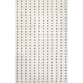 Jonathan Y Designs Pele Modern Geometric Dot Shag Area Rug in White/gray at Nordstrom, Size 2Ft 0In X 8Ft 0In