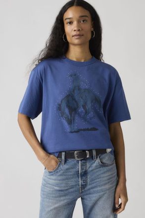 Levi's T-shirt Tabor con stampa - Donna - XS - Blu / Studded Faded Cowboy Sunshine Blue