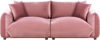 Beliani Modern 3 Seater Velvet Sofa with Scatter Cushions Pink Upholstery Luvos