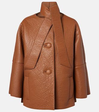 Prada Scarf-detail leather jacket