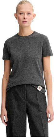 Bally Cashmere Crew Neck T-Shirt - Dames - Cashmere truien - Grijs - M - Kasjmier - Truien & Vesten