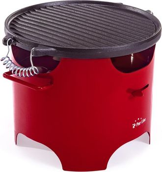 Purline Barbacoa de etanol 0.5L en acero rojo y plancha redonda de hierro