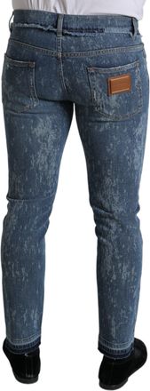 Dolce & Gabbana Mens Blue Washed Skinny Cotton Stretch Denim Jeans Elastane Clothing