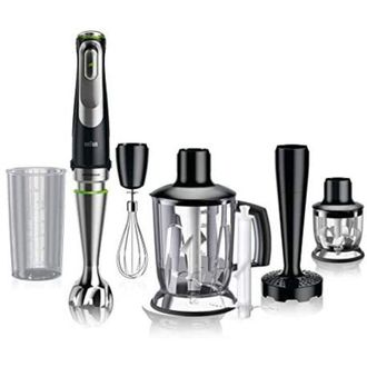 Braun Houshold Multiquick 9 Stabmixer Mq 9147x (edelstahl/schwarz, 1.200 Watt, Mit 2 Zerkleinerern, Kartoffelstampfer, Schneebesen)