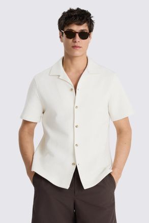 Moss Off White Cotton-blend Knitted Cuban Shirt