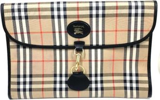 Burberry Pre-owned Clutches, female, Beige, Size: ONE SIZE Pre-owned Fabric clutches