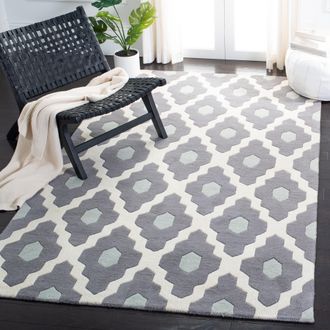 Safavieh Chatham Hand Made Area Rug, Ivory / Dark Grey Contemporary Style Non-Shedding