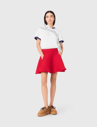 Maje Compact Knit Short Skirt - Red - Maje