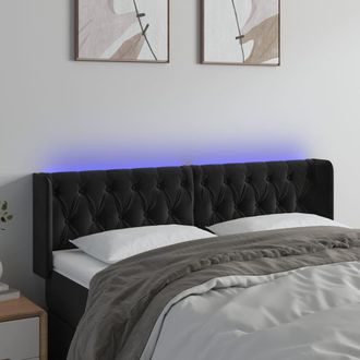 vidaXL Cabecero Con Led De Terciopelo Negro 147x16x78/88 Cm Vidaxl