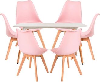 Regalos Miguel Regalos Miguel - Conjuntos De Mesa Y Sillas - Conjunto Mesa Tower Rectangular 120 X 80 Cm Blanca Y Pack 6 Sillas Synk Basic - Rosa