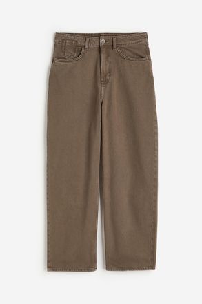 H&M Baggy Low Jeans - Dunkles Greige