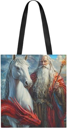 Generic Un-icorn Storm Chaser Wizard Red Dragon Tote Bag for Women Men Shoulder Bags Purses Pouch Handbags