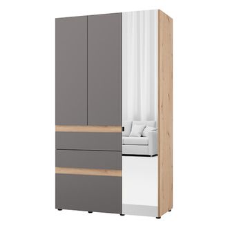 Dmora Guardarropa 3 Puertas Zuccare, Armario Dormitorio Con Perchero, 3 Cajones, 4 Estantes, 117x52 Cm Negro Antracita