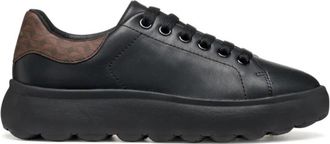 Geox Spherica Leisure Black Leather Sneakers