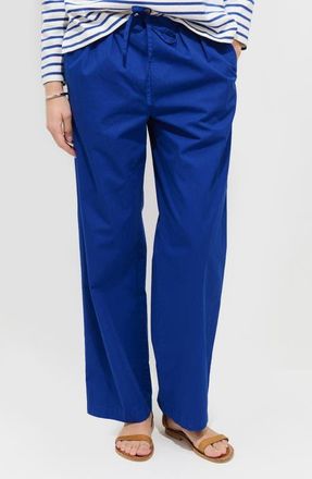Alex Mill Hudson Pleated Wide Leg Cotton Twill Pants in Cobalt Blue at Nordstrom, Size X-Small