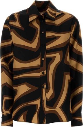 Pucci Overhemden, Dames, Veelkleurig, M, Gedrukte zijden twill blouse