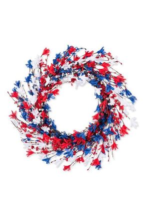 Glitzhome 24D Patriotic Americana Floral Wreath in Blue at Nordstrom, Size Medium