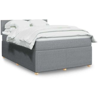 vidaXL Vidaxl - Cama Box Spring Con Colch&oacute;n Tela Gris Claro 140x190 Cm