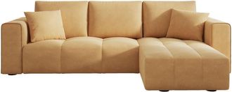 Concept Usine Sof&aacute; esquinero cama de 4 plazas con cofre de terciopelo amarillo