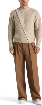 Mani&egrave;re De Voir Theo Asymmetric Brushed Wool Knit Jumper in Beige at Nordstrom, Size Xx-Large