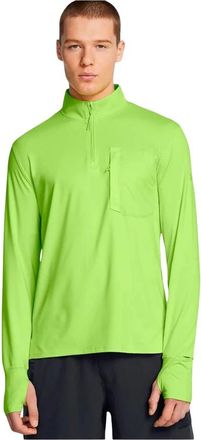 Under Armour Sweatshirt ML Trail Run - Heren - Sportshirts - Groen - M - Polyester - Fitness