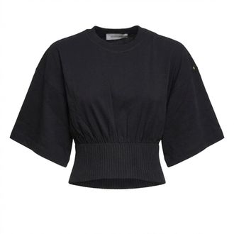 Sportmax Sportmax, T-Shirts, female, Black, Size: XS Maglia girocollo Mezza manica a fondo spalla Fascione elasticizzato in vita Vestibilit&agrave; over