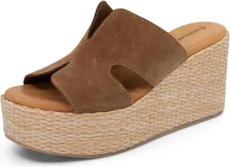 Chocolat Blu Womens Jamie Platform Wedge Sandal In Cinnamon Suede