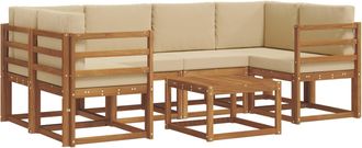 vidaXL Conjunto De Sof&aacute;s De Exterior 7 Uds. Natural Y Beige Vidaxl