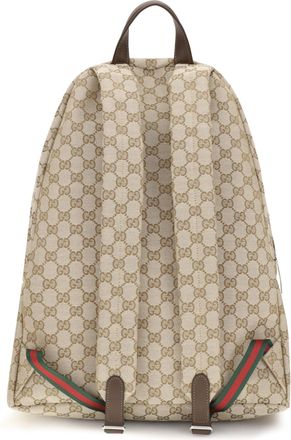 Gucci Mens Large Tag Backpack Vint.sand-Dk Bro-Vrv Polyester; Cotton; Polyamide Backpacks Vint.sand/dk Bro/vrv