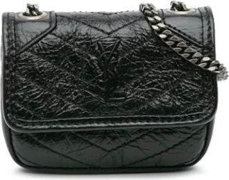Saint Laurent Pre-owned Mini Bags, female, Black, Size: ONE SIZE Pre-owned Leather Mini Shoulder Bag