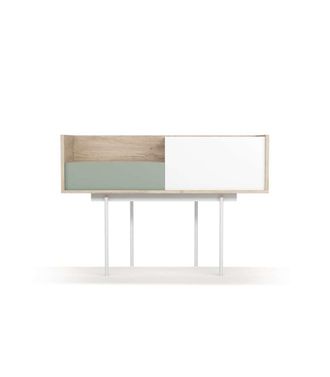 HERDASA Herdasa - Recibidor Modelo 673 Acabado Roble Combinado Con Verde Y Blanco, 84cm(alto) 122cm(ancho) 42cm(prof.)