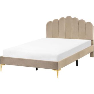 Beliani Letto matrimoniale 120 x 200 cm velluto EU con gambe in metallo testata e rete a doghe Tortora Sauvian