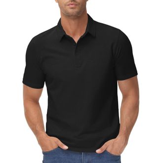 Generic Polo Shirts for Men Utility Epaulettes Shirt with 2 Pockets Casual Button Business Work Tops for Travel Hiking Safari Camisas Hombre(Z12-Black, XL)