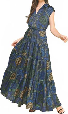 Pinch Design Floral Tiered Maxi Dress In Blue Multi