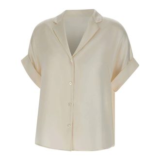 Eleventy Shirts, female, White, Size: L Short Sleeve Button Front Shirt
