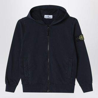Stone Island Navy blue cotton zip-up sweatshirt