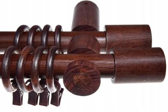 OEM Barra Doble Para Cortinas De Madera De Caoba, 260 Cm, Cilindro Combinado